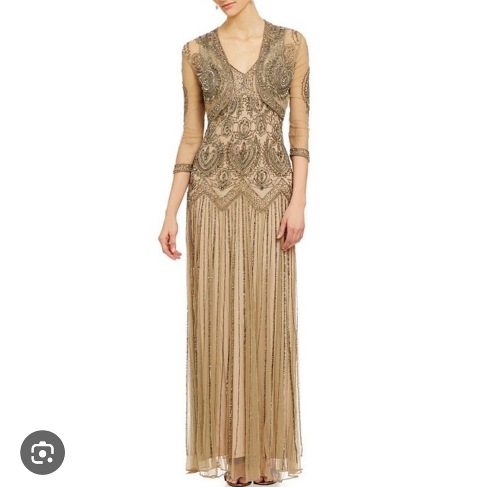 Pisarro Nights Gold Beaded MOB Dress
